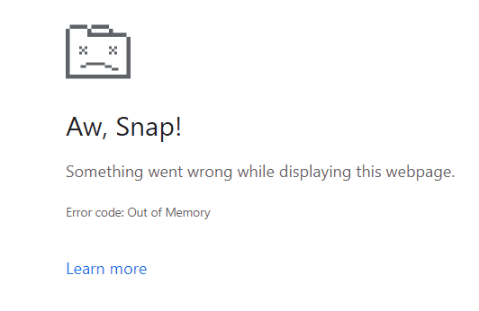 Error code out of memory