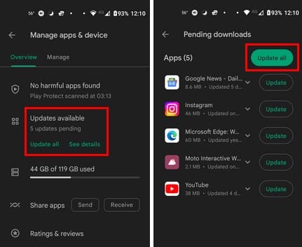 Update Android Apps