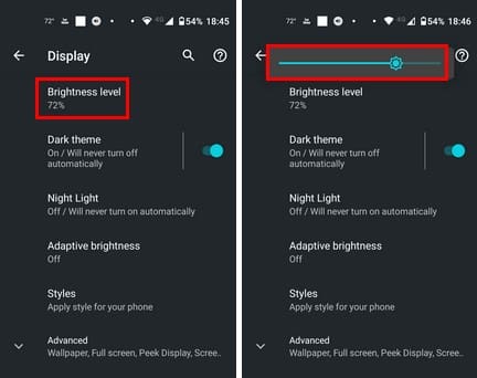 Brightness level Slider on Android