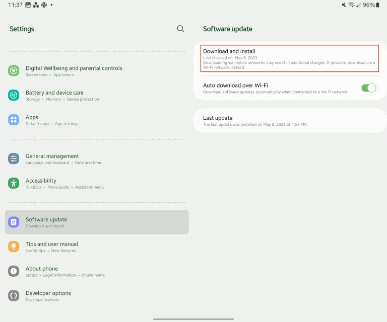 Tablet Software Update How to Update Galaxy Tab S8 - Technipages