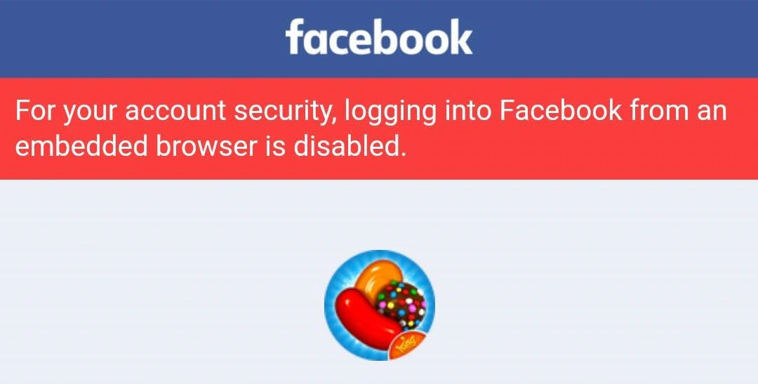 Candy Crush Facebook Login error