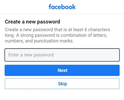 FB Skip New Password