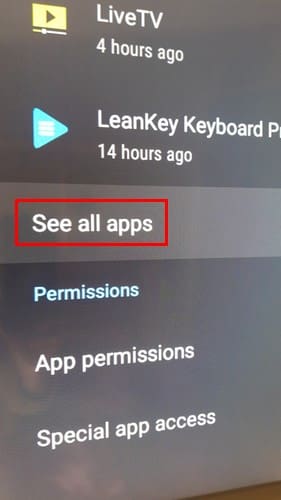 See all apps option on Android TV