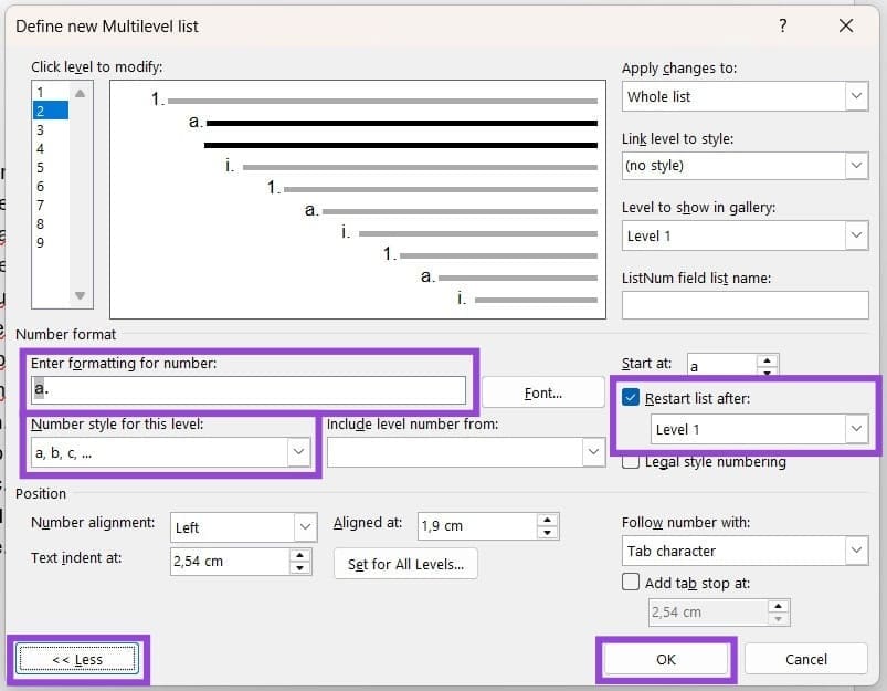 Different Ways to Reset Numbering in Word 11
