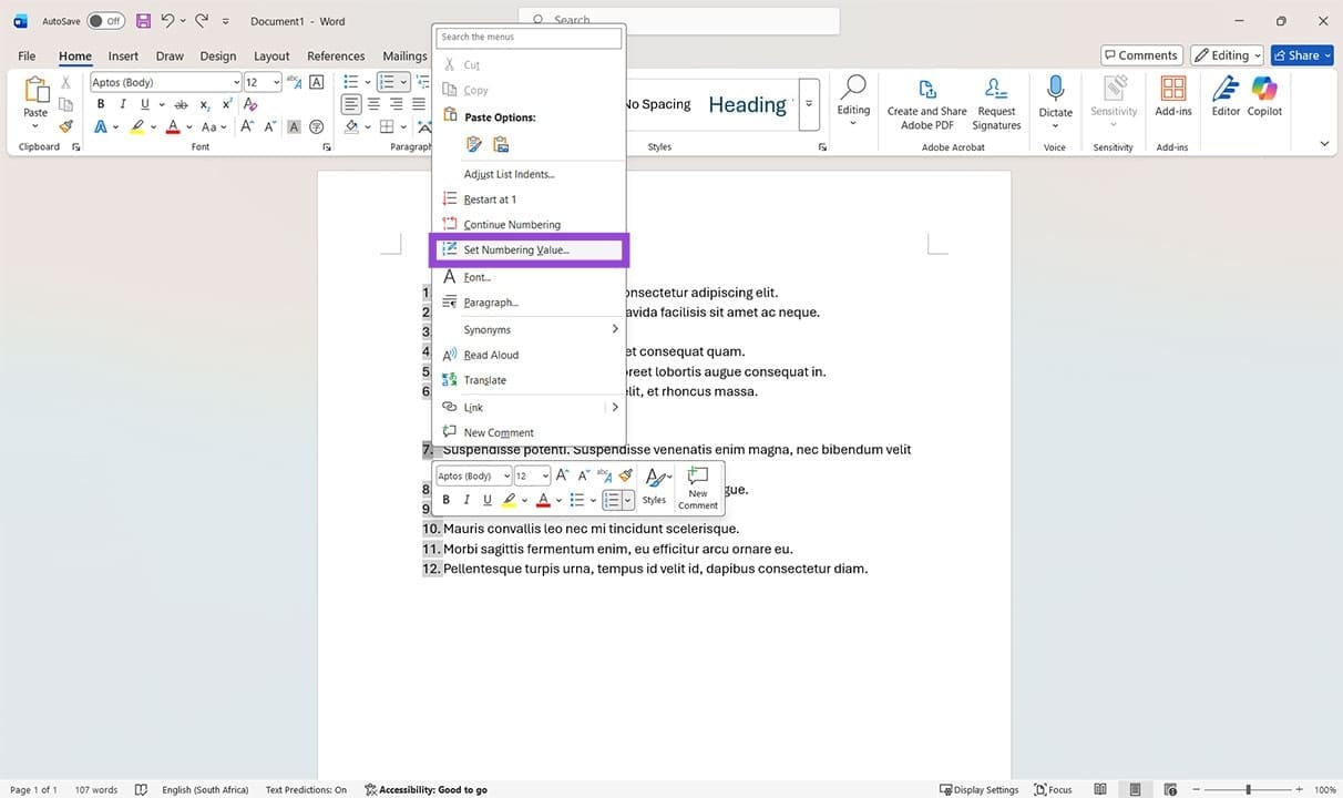 Different Ways to Reset Numbering in Word 4