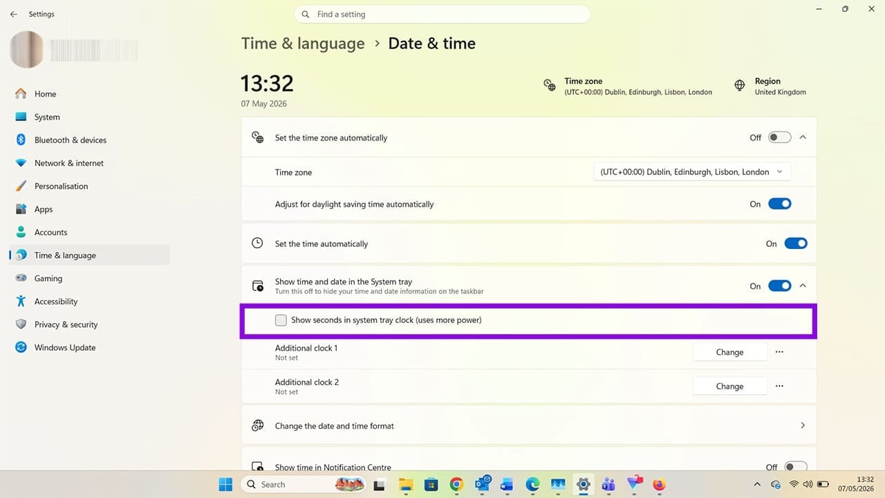 How to Enable Seconds on The Windows Taskbar Clock 9